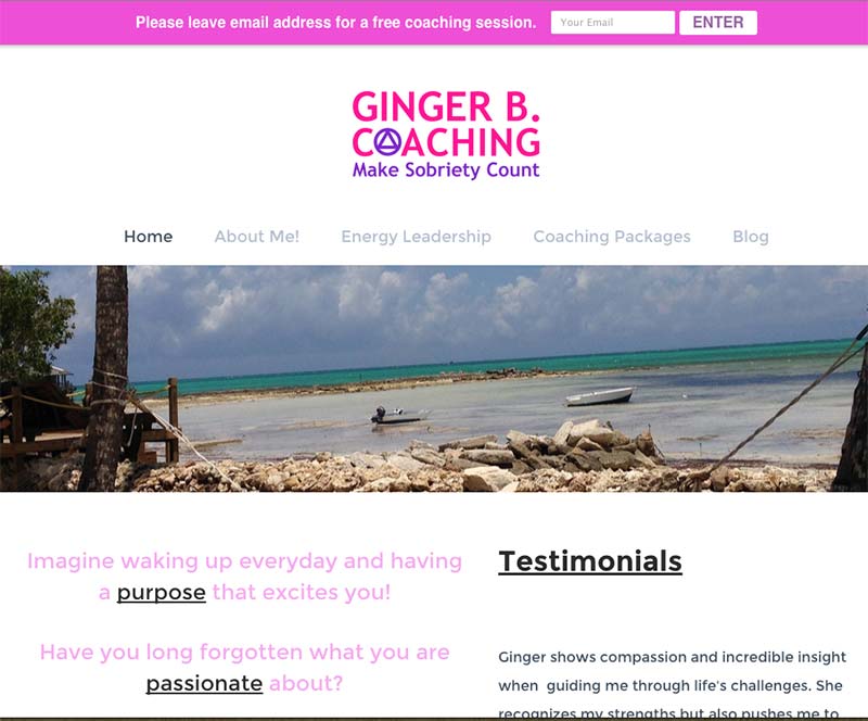 life coach website tweak for ginger