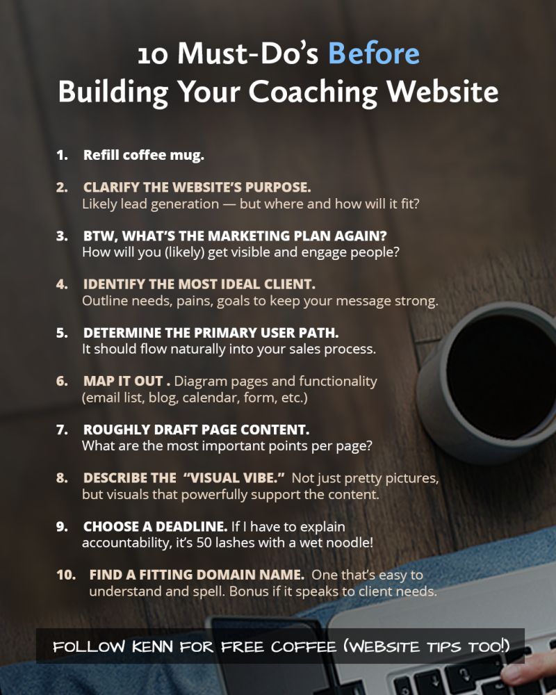 10 Must-Do&rsquo;s Before Building Your Coaching Website - Website Planning