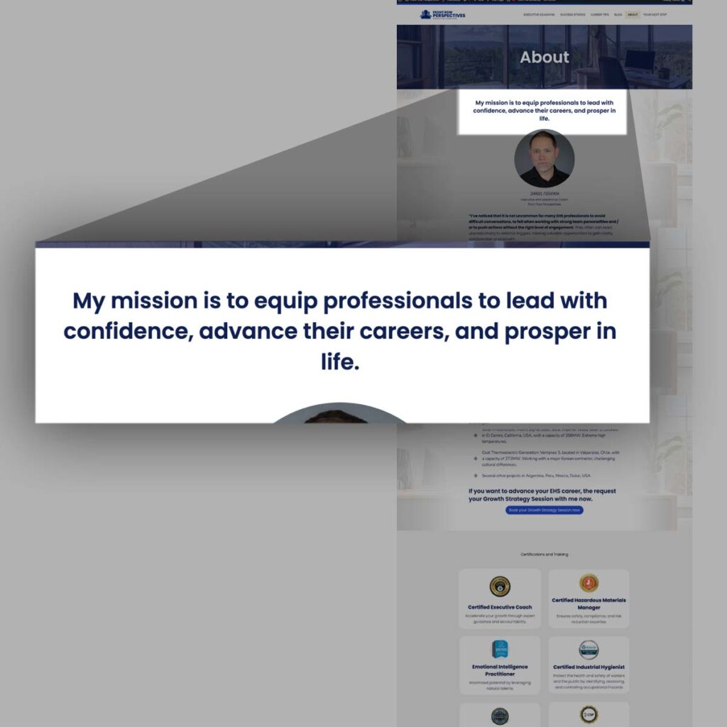 Daniel's executive coaching about me page