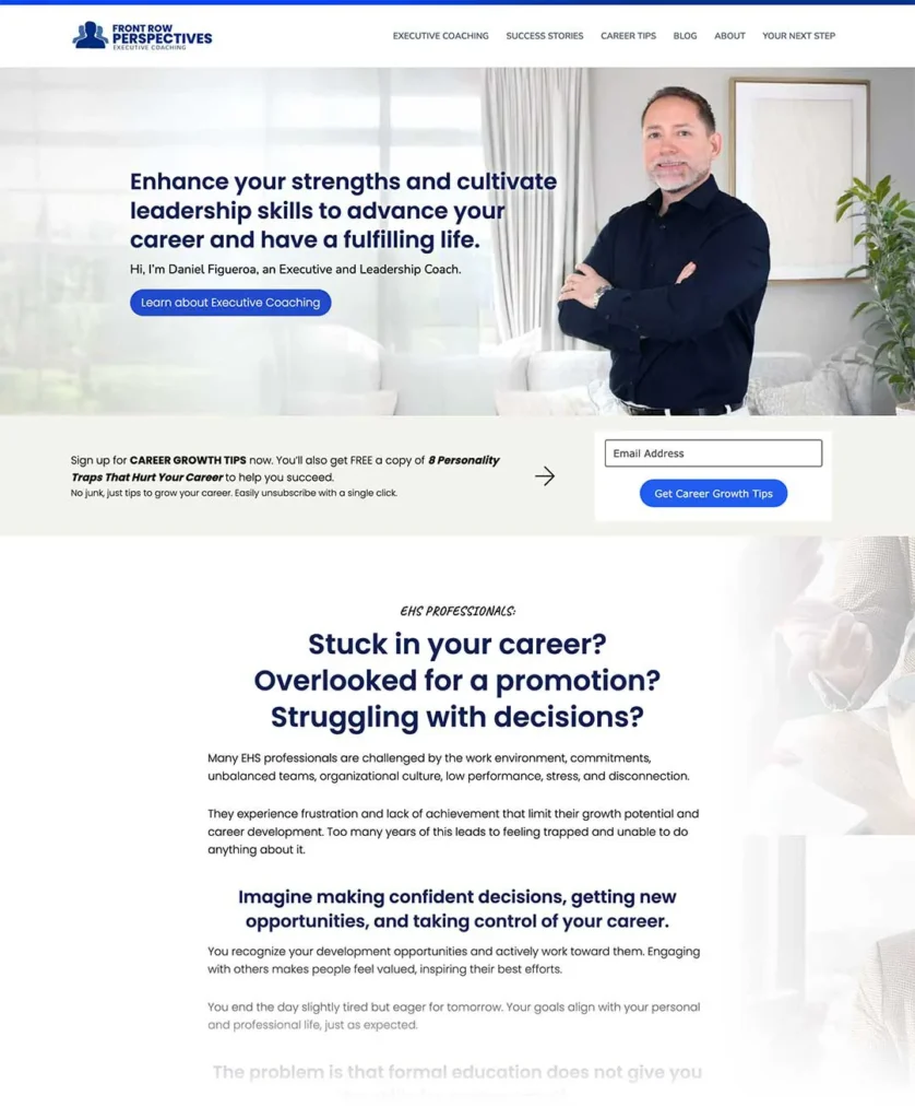 Leadership Coach Website Design for Daniel