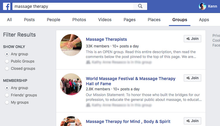 massage therapist groups on facebook