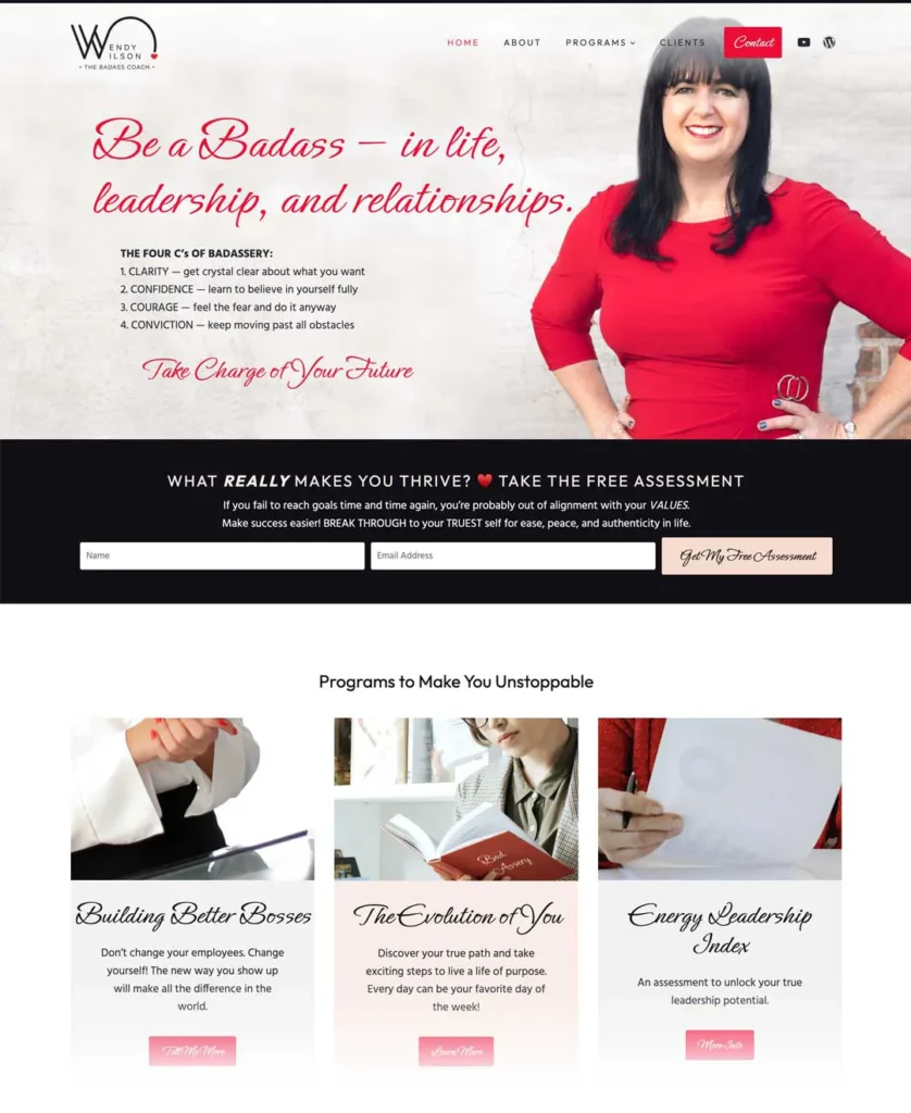 Leadership Coach Website Design for Wendy